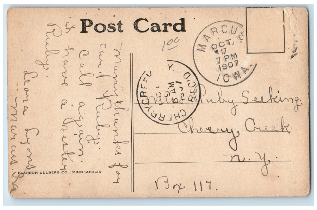 1907 Y.M.C.A. Building Exterior Roadside Sioux City Iowa IA Posted Postcard