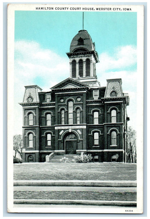 c1920's Hamilton County Court House Scene Webster City Iowa IA Unposted Postcard