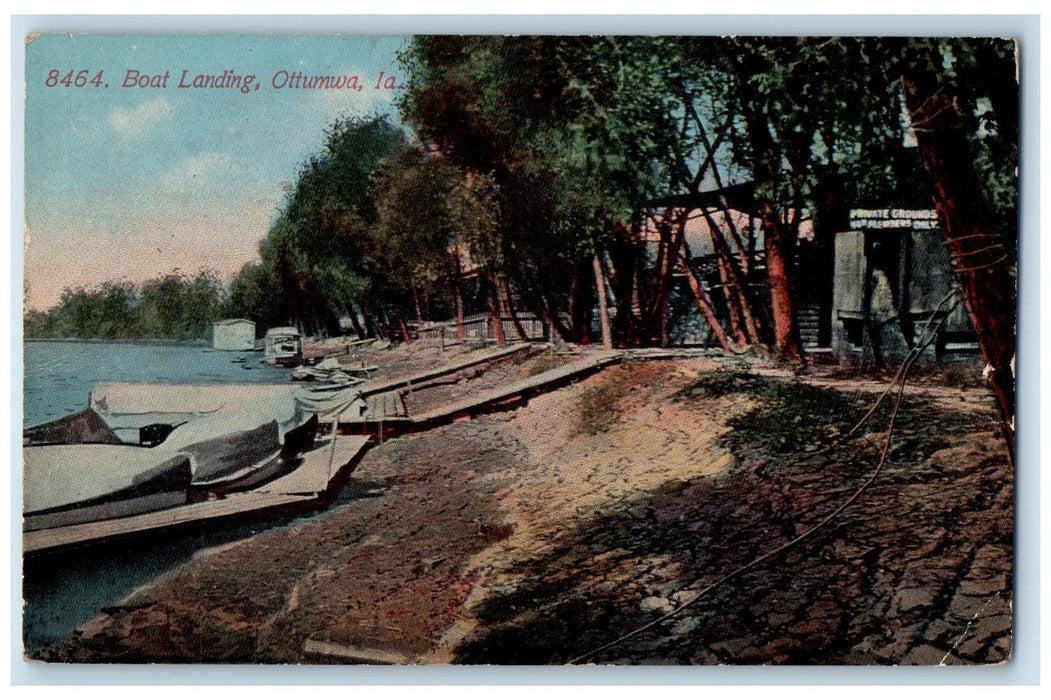 1912 Boat Landing Seaside Cabins Scene Ottumwa Iowa IA Posted Vintage Postcard