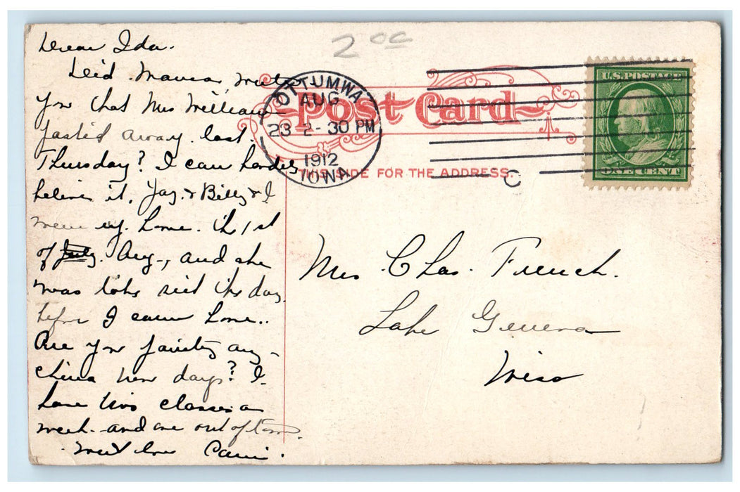 1912 Boat Landing Seaside Cabins Scene Ottumwa Iowa IA Posted Vintage Postcard
