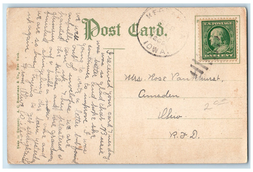 1909 High Water Des Moines River Scene Ottumwa Iowa IA Posted Vintage Postcard