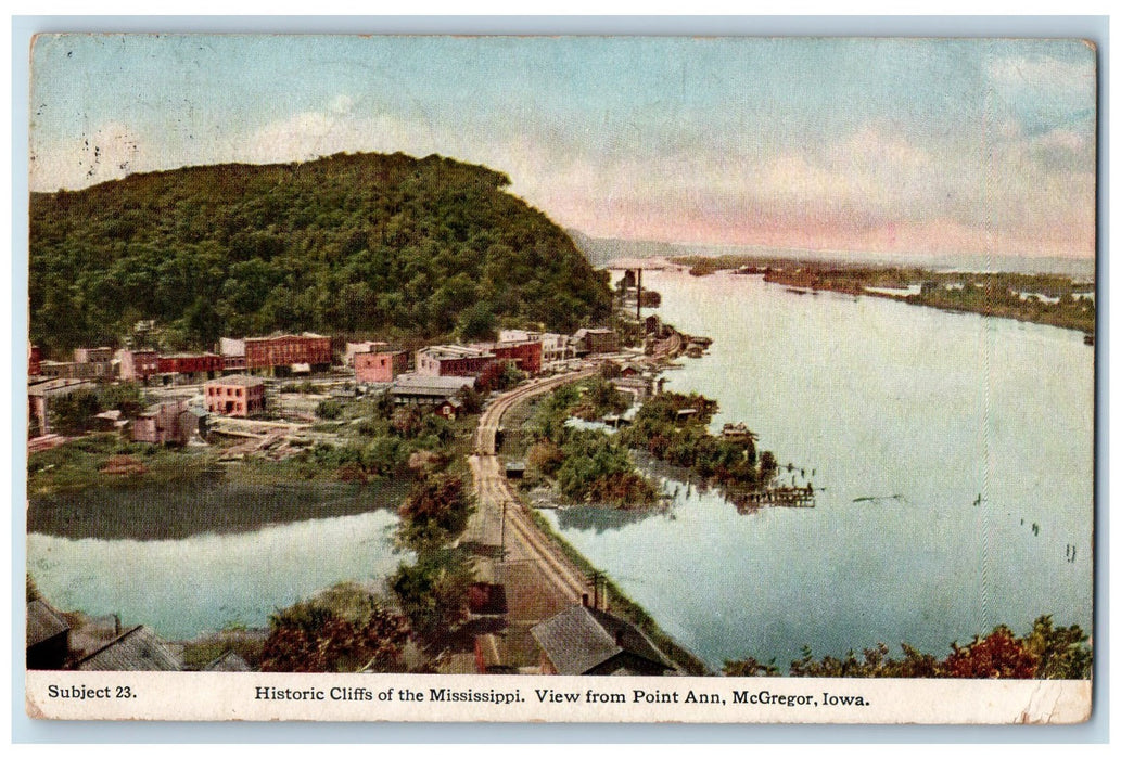 1918 Historic Cliffs Of The Mississippi View From Point Ann McGregor IA Postcard