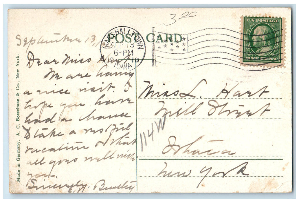 1910 Bird's Eye View Of Marshalltown Bull Durham Building Iowa IA Shops Postcard