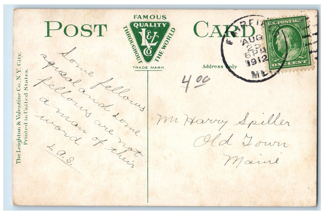 1912 Gerald Hotel Main Street Building Restaurant Fairfield Maine ME Postcard