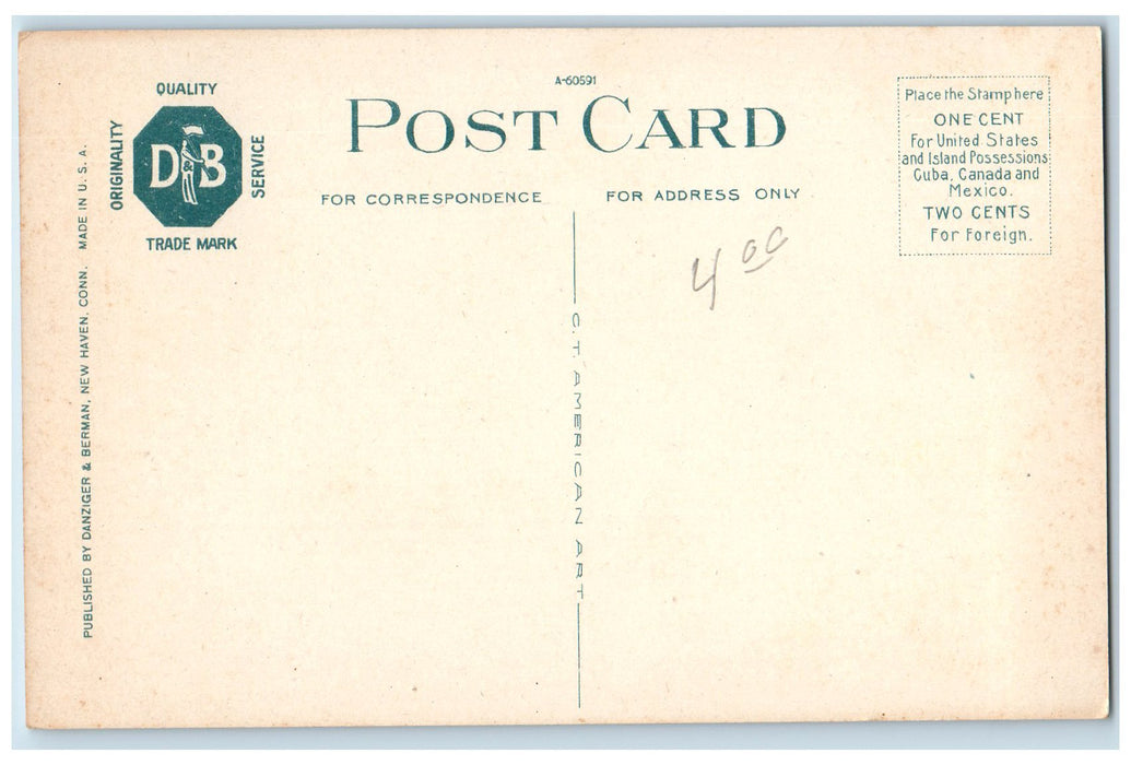 c1920 Hotel Green Main Street Building View Restaurant Cars Danbury CT Postcard