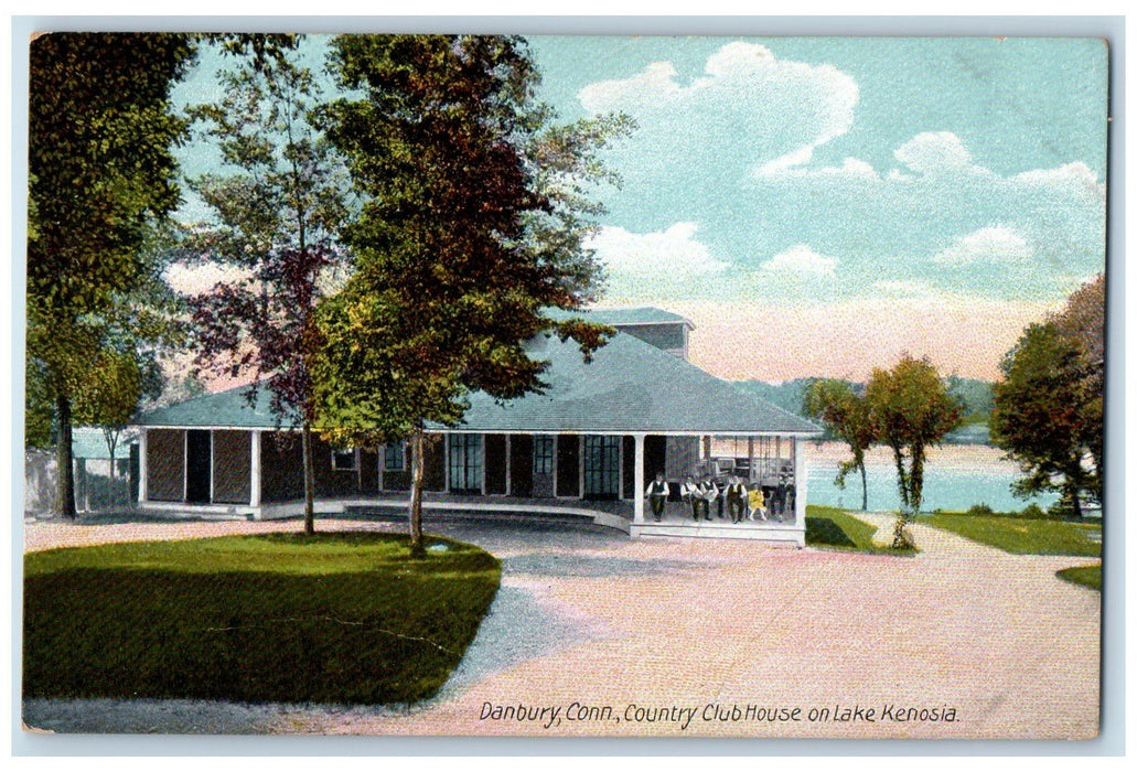 c1950 Country Club House On Lake Kenosia Restaurant Building Danbury CT Postcard