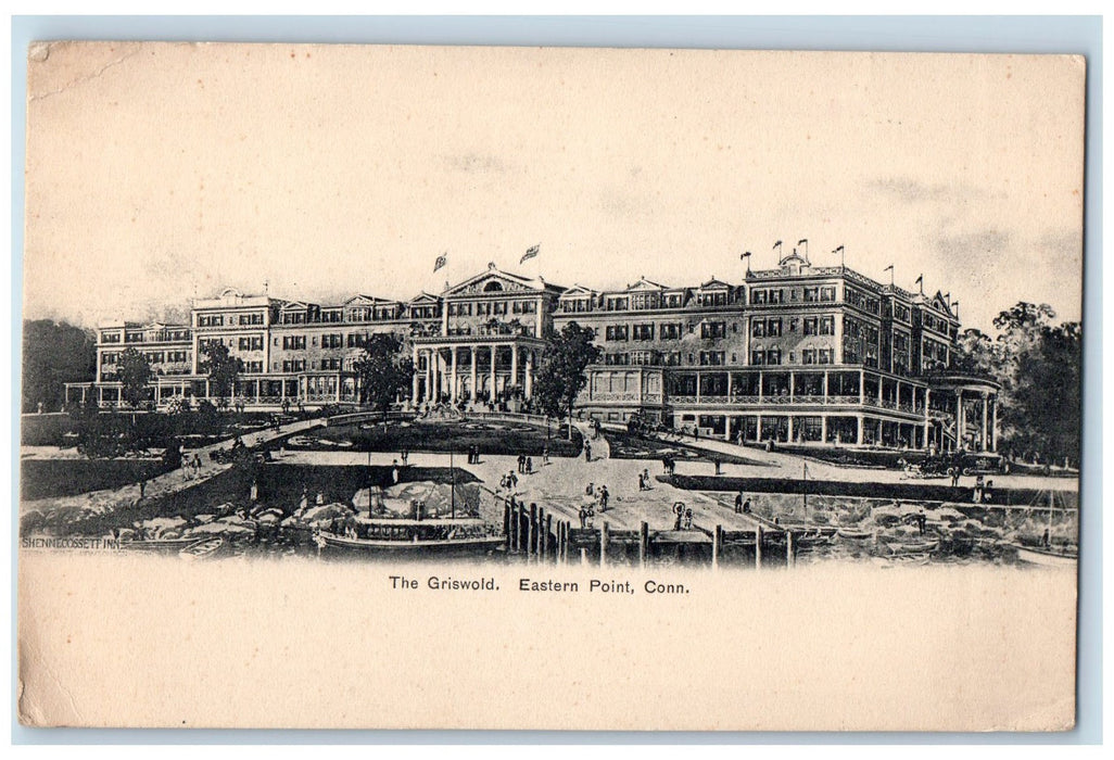 c1905 The Griswold Hotel Facade Restaurant Landscape Eastern Point CT Postcard