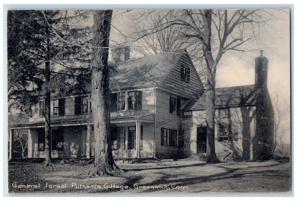 c1905 General Israel Putnam's Cottage Old Building Trees Greenwich CT Postcard