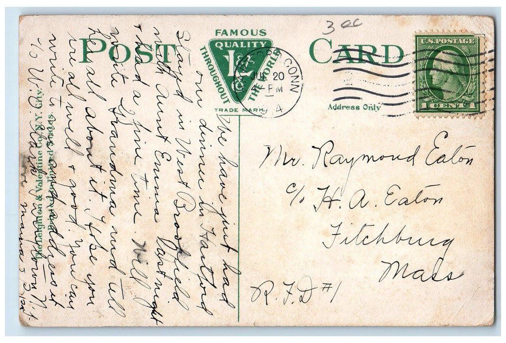 1914 YMCA Building Bushnell Park Pond Lake Ground Bridge Harford CT Postcard