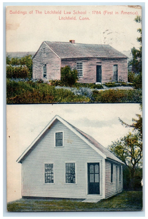 1909 Litchfield Law School Old Building Campus 1784 First In America CT Postcard