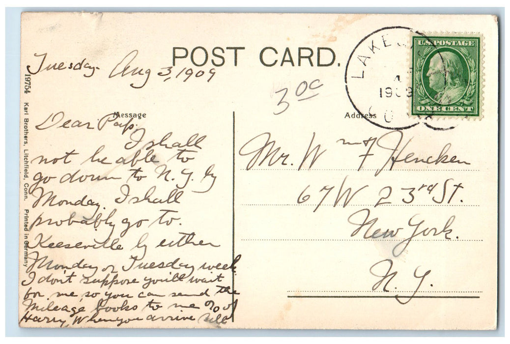 1909 Litchfield Law School Old Building Campus 1784 First In America CT Postcard