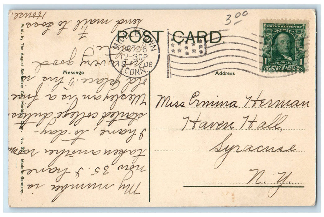 1908 North College Wesleyan University Campus Building Middletown CT Postcard