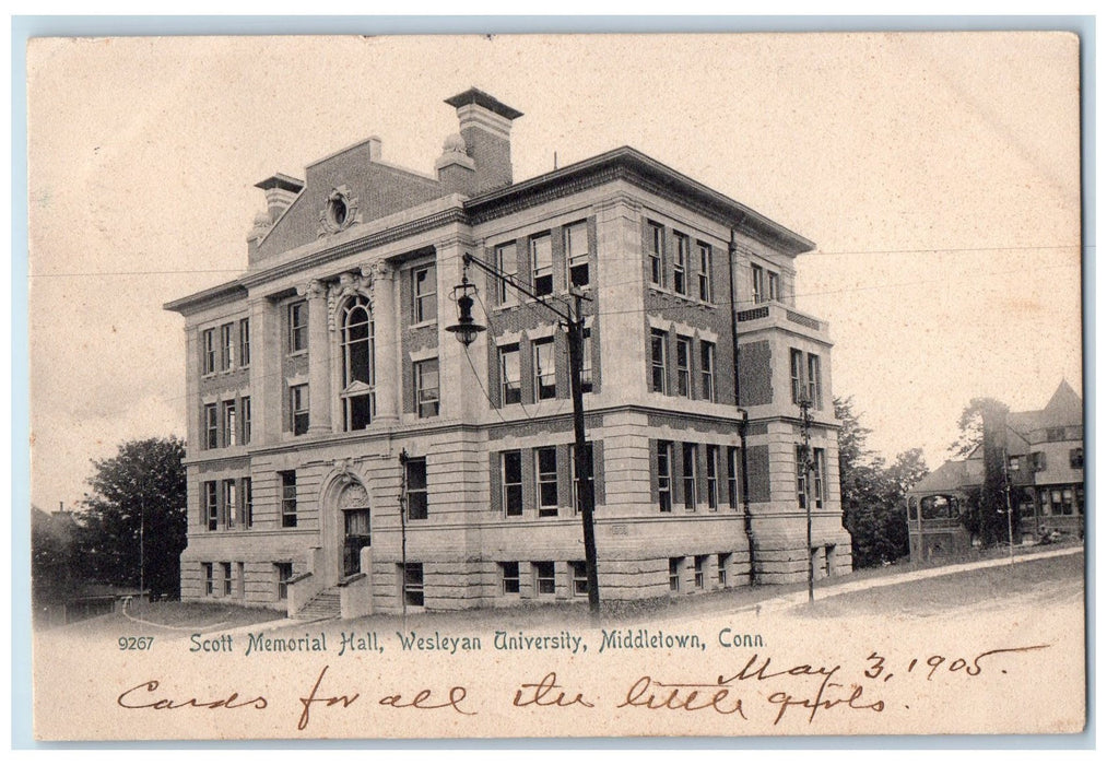 1905 Scott Memorial Hall Wesleyan University Building Middletown CT Postcard
