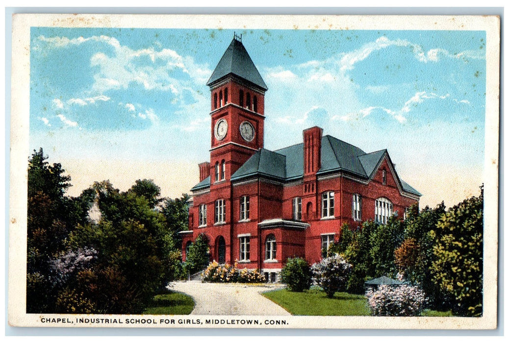 c1950 Chapel Industrial School For Girls Building Campus Middletown CT Postcard