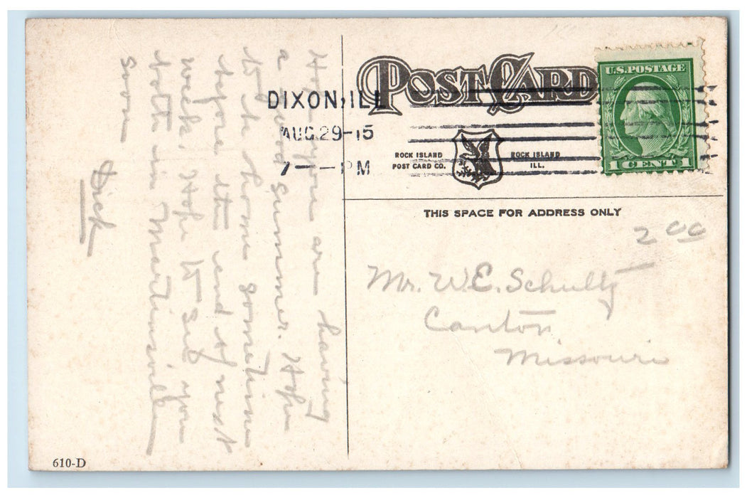 1915 Old Prison Hospital Scene Rock Island Arsenal Illinois IL Posted Postcard