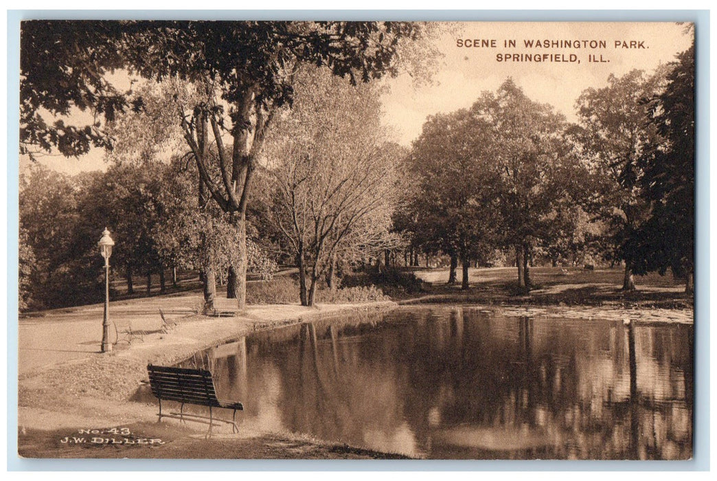 c1940's Washington Park Scene Springfield Illinois IL Unposted Vintage Postcard