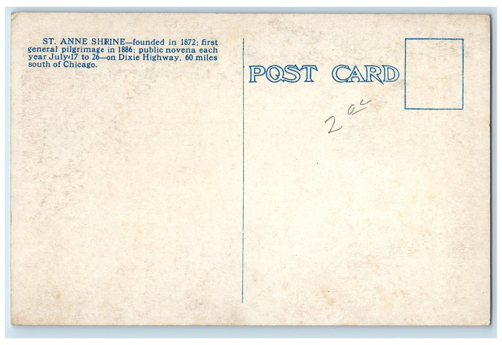 c1960s St. Anne Shrine First Pilgrimage Exterior St. Anne Illinois IL Postcard