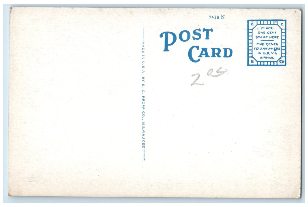 c1920's Post Office Building Stairs Classic Cars Port Arthur Texas TX Postcard