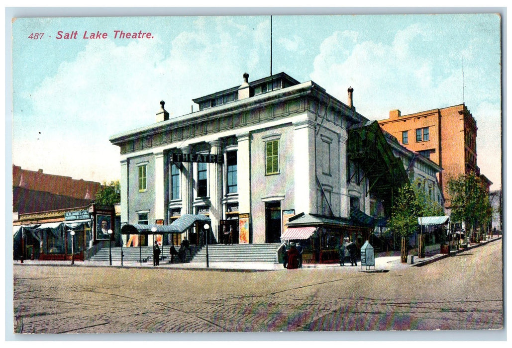 c1950 Salt Lake Theater Building Entrance Dirt Road Stand Store Utah UT Postcard