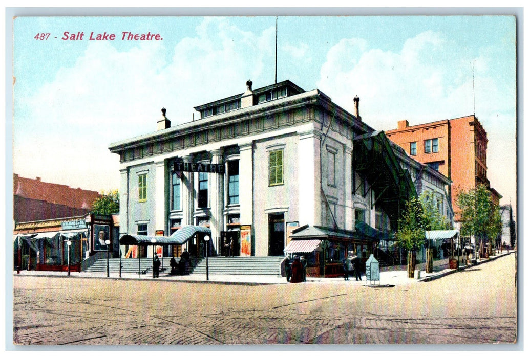 c1950 Salt Lake Theater Building Stairs Entrance View Dirt Road Utah UT Postcard