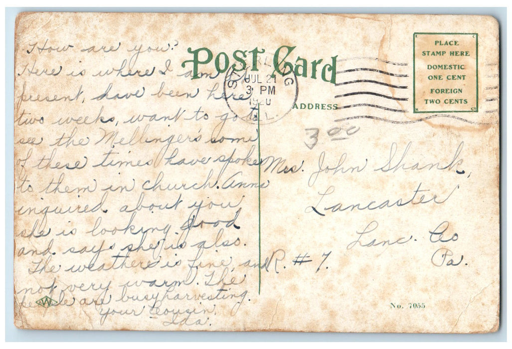 1920 Lawrence Building Exterior Roadside Sterling Illinois IL Posted Postcard