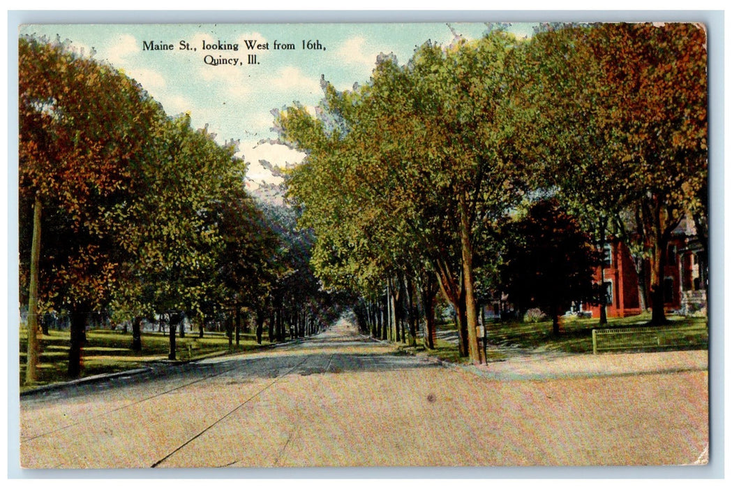 1910 Maine St. Looking West From 16th Quincy Illinois IL Posted Vintage Postcard