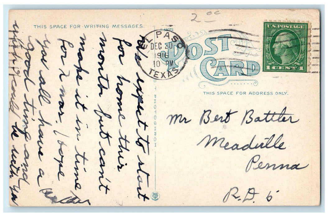 1916 Railway Bridges Across Rio Grande Great Customs Smelter El Paso TX Postcard