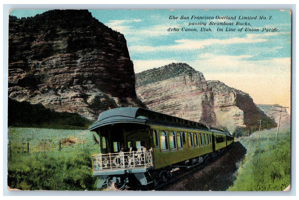 c1940 San Francisco Overland Limited Train Steamboat Rock Echo Canon UT Postcard
