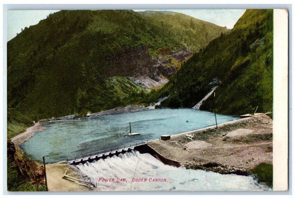 c1940's Power Dam View Geothermal Resources River Ogden Canyon Utah UT Postcard