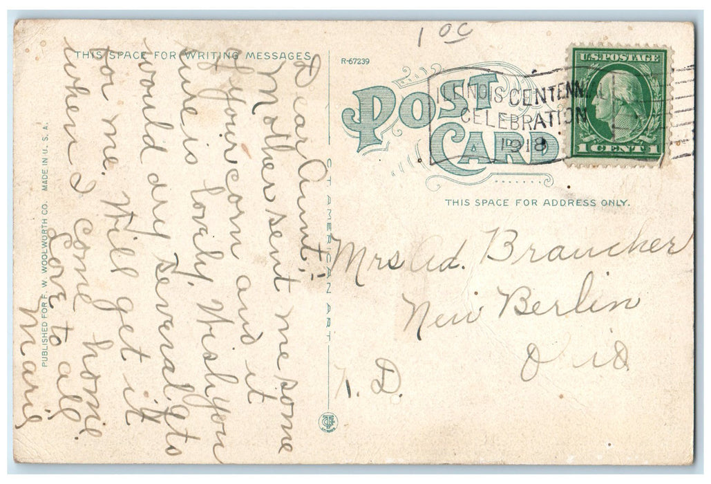 1918 Boat House Washington Park Springfield Illinois IL Posted Canoeing Postcard
