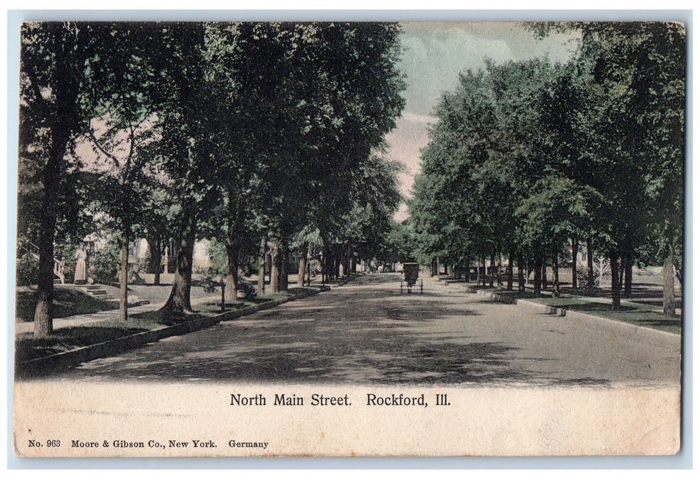 c1905s North Main Street Carriage Rockford Illinois IL Unposted Antique Postcard