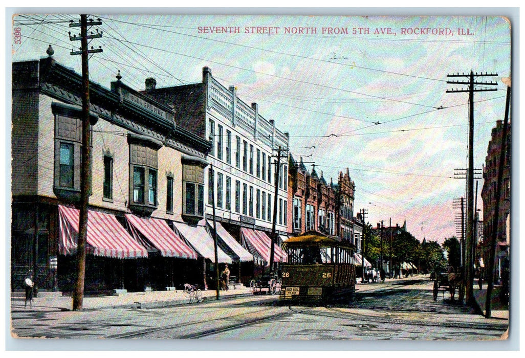 1909 Seventh Street North From 5th Avenue Rockford Illinois IL Posted Postcard
