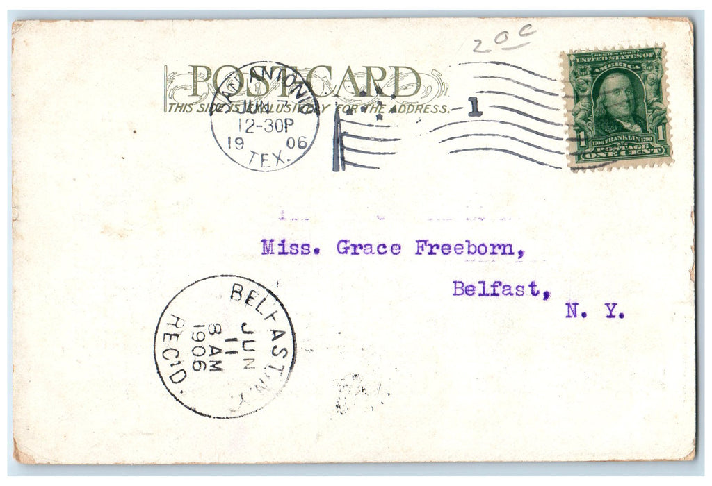 1906 Post Office Building Facade Horse Carriage San Antonio Texas TX Postcard