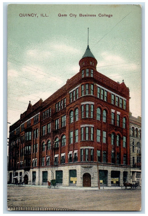 c1910's Gem City Business College Exterior Quincy Illinois IL Unposted Postcard