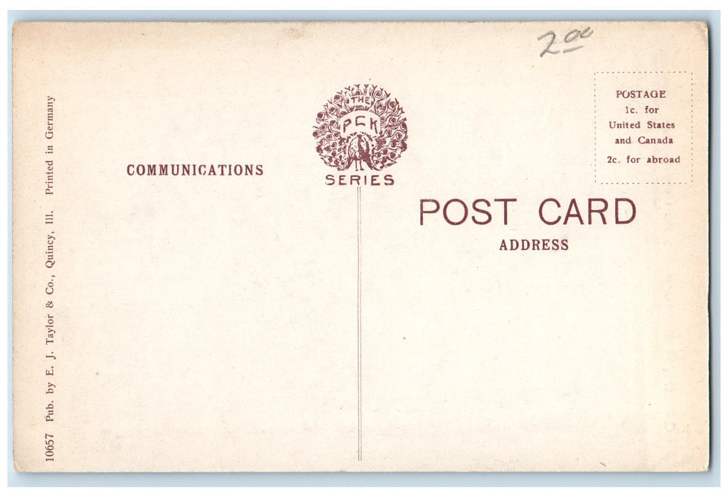 c1910's Gem City Business College Exterior Quincy Illinois IL Unposted Postcard