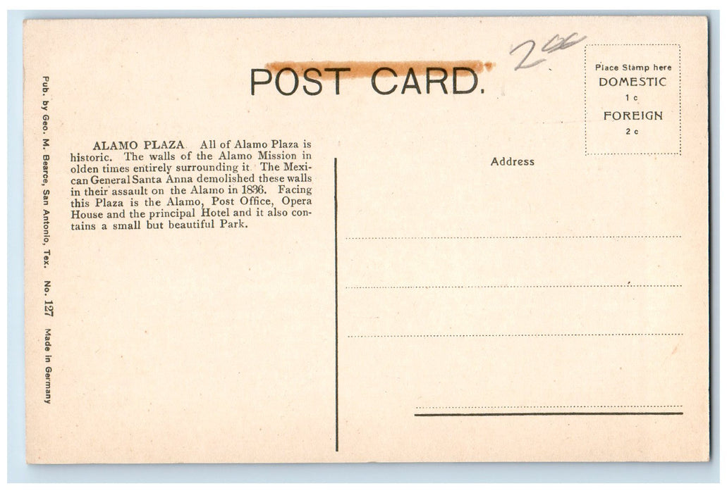 c1950's Alamo Plaza Park Shed Landscape Tram Car San Antonio Texas TX Postcard