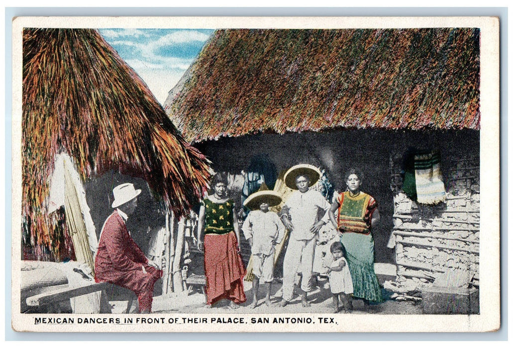 c1950's Mexican Dancers In Front of Their Palace San Antonio Texas TX Postcard