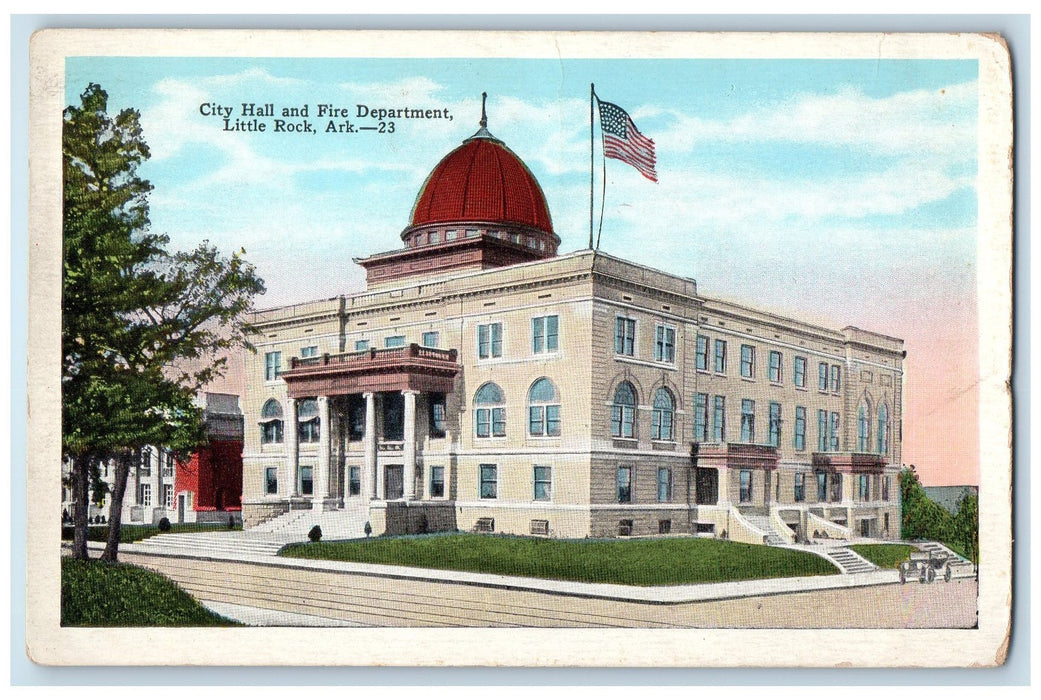 c1950's City Hall & Fire Department Building Little Rock Arkansas AR Postcard