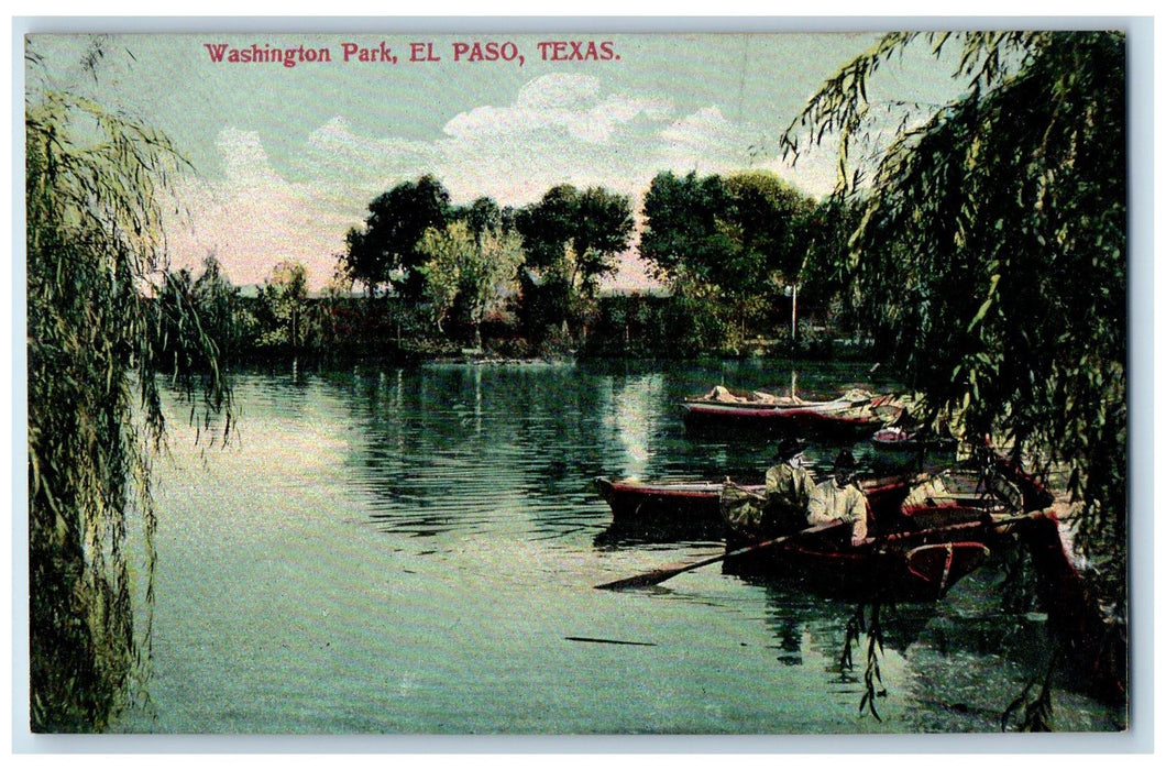 c1950's Washington Park Lake Boating Paddling Tourist El Paso Texas TX Postcard