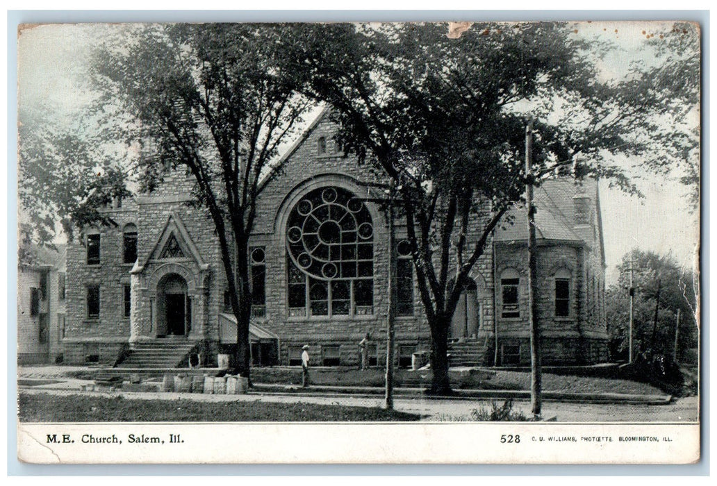 1912 Methodist Episcopal Exterior Church Salem Illinois IL Unposted Postcard