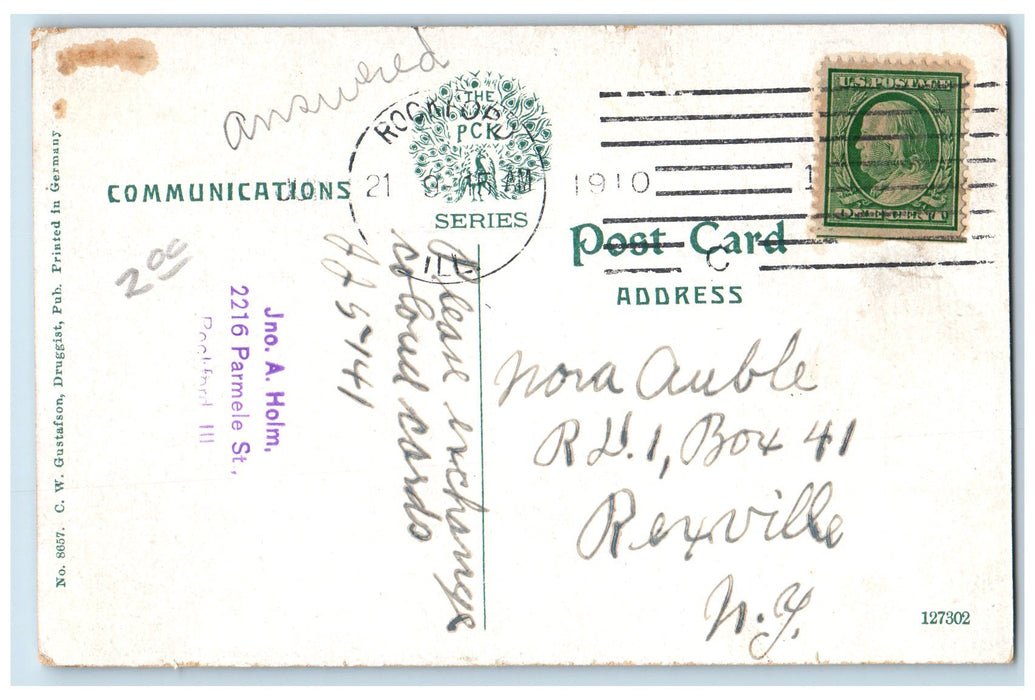 1910 A Home Of Colonel Thomas A. Lawler Rockford Illinois IL Posted Postcard