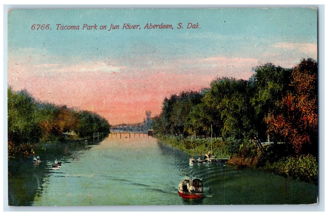 c1950 Tacoma Park June River Tourist Boating Aberdeen South Dakota SD Postcard