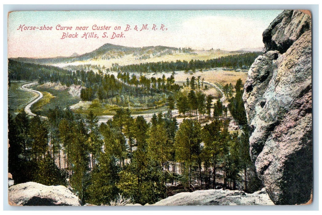 c1950 Horse Shoe Curve Near Custer Railroad Black Hills South Dakota SD Postcard