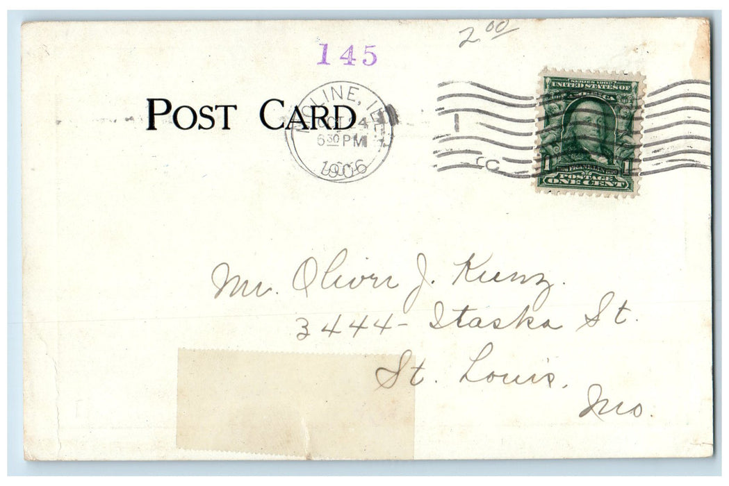 1906 Campbell's Island Street Car Bridge View Moline Illinois IL Posted Postcard