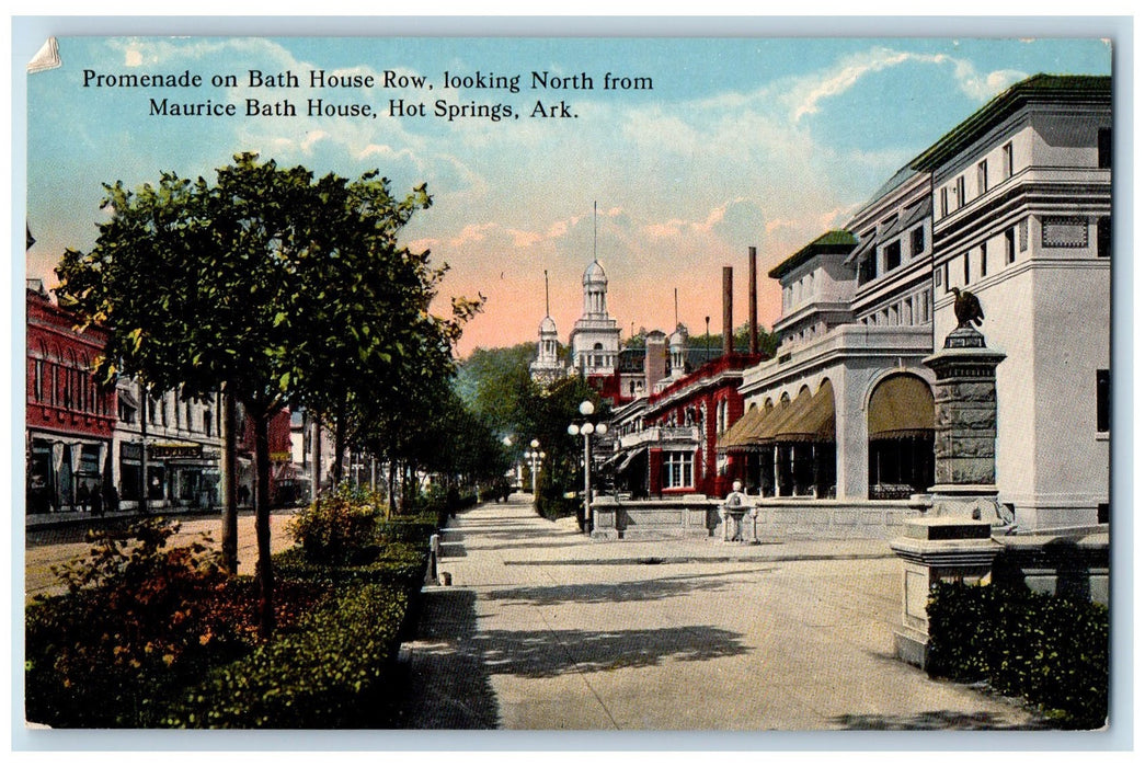 c1950's Promenade On Bath House Row Pathways Hot Springs Arkansas AR Postcard