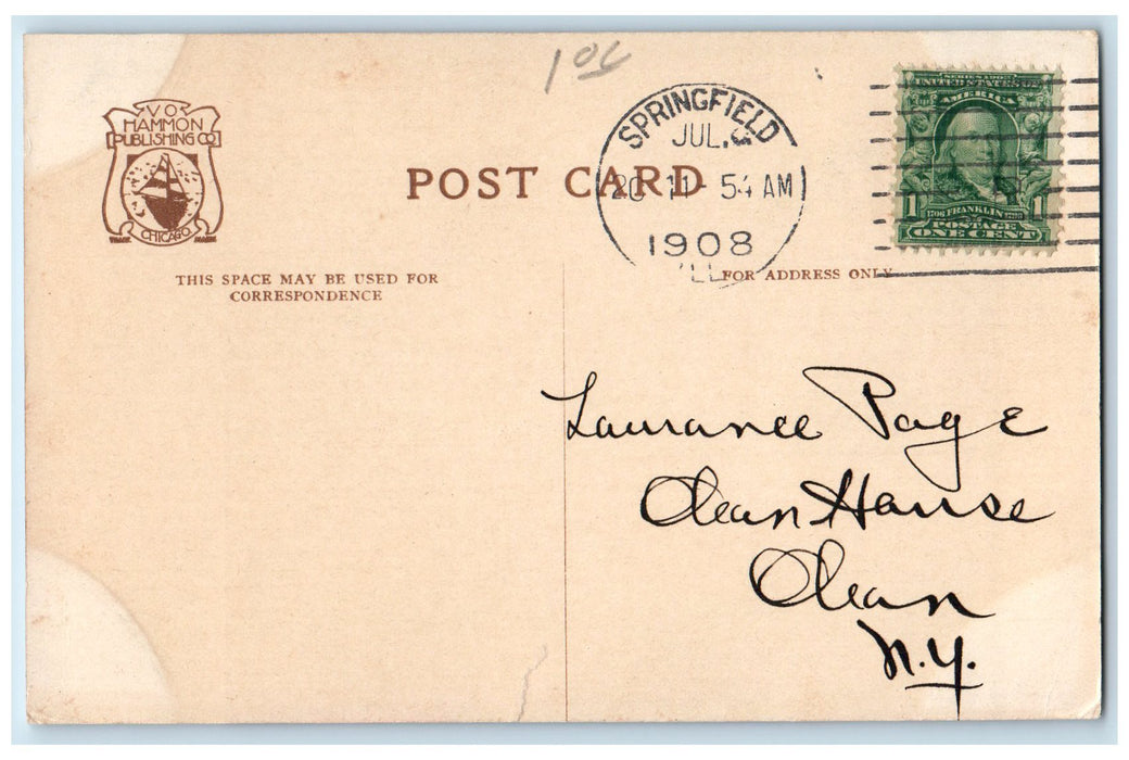1908 Abraham Lincoln Old Home Historic House Springfield Illinois IL Postcard