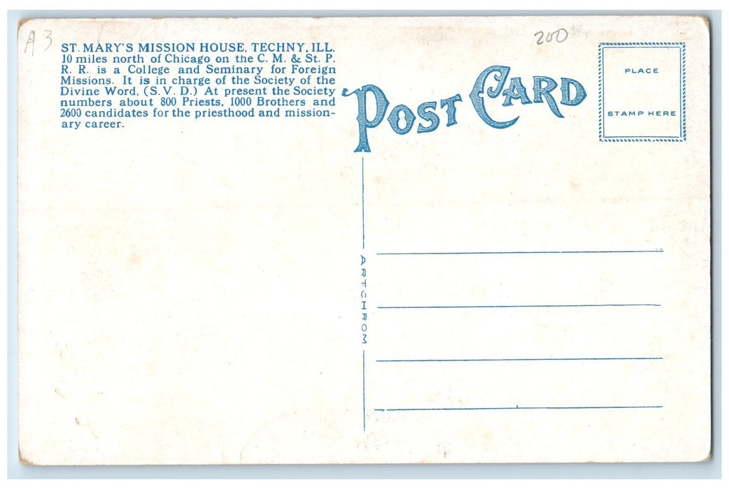 c1950's St. Mary's Mission House Pond Lake Buildings Techny Illinois IL Postcard