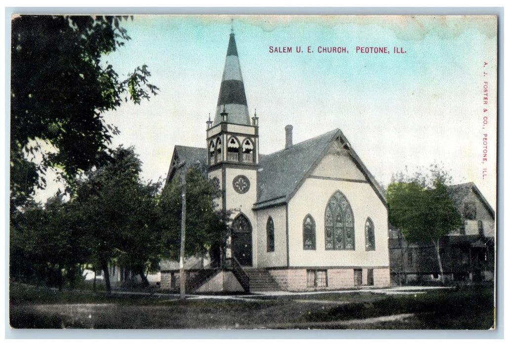 c1920s Salem United Evangelical Church Peotone Illinois IL Unposted Postcard