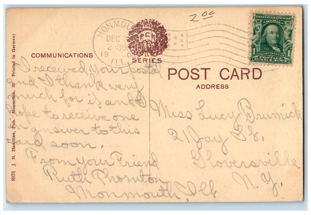 1908 Second U.P. Church And Personage Scene Monmouth Illinois IL Posted Postcard
