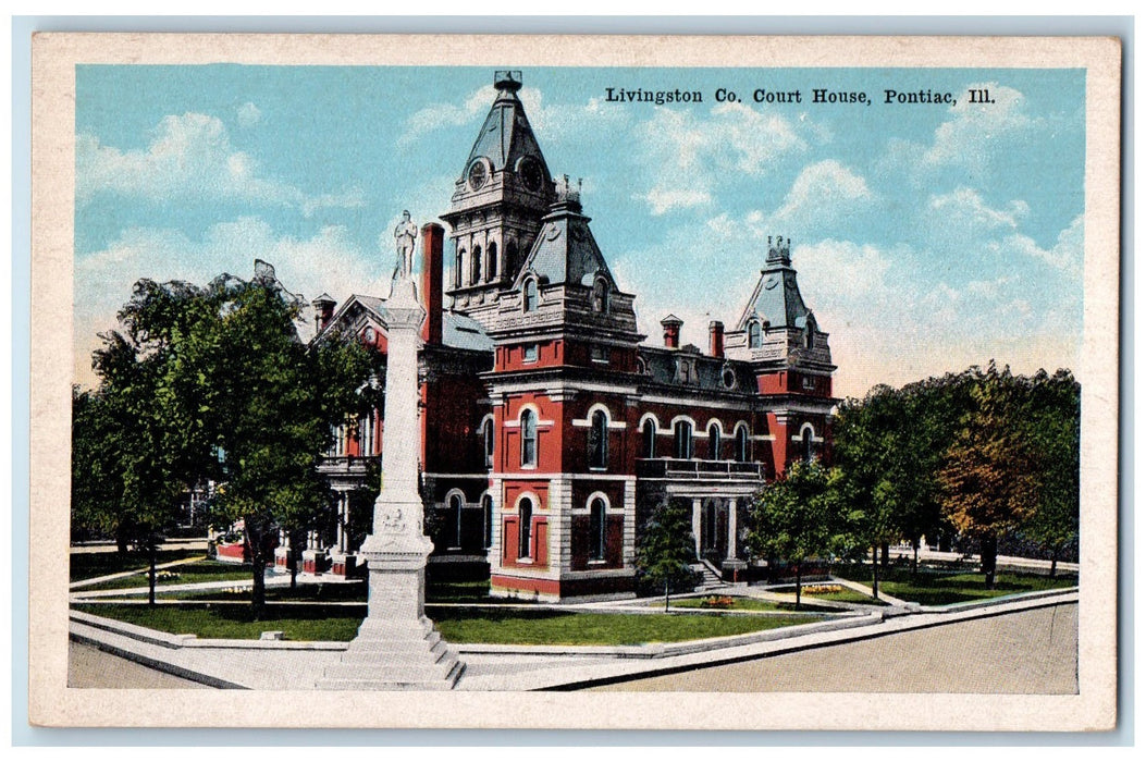 c1920s Livingston Company Court House View Pontiac Illinois IL Unposted Postcard